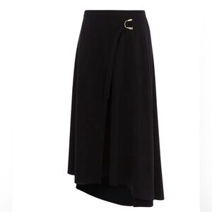 Karen Millen Black Asymmetrical Skirt with Gold Accent Size 2
